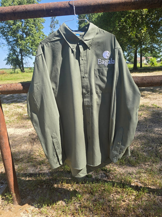 Ladies Button Down Green Shirt